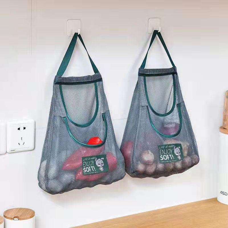 Kitchen Wall-mounted Storage Hanging Bag for Fruits and Vegetables Put Potatoes and Fruits Hollow Mesh Bag Household Breathable Storage Bag