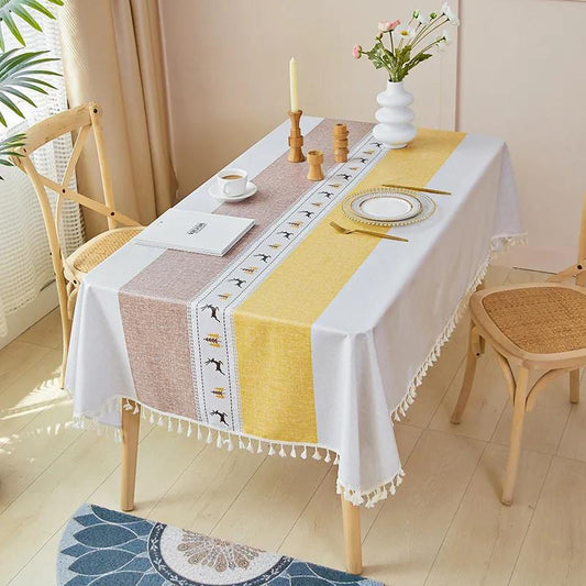 Cotton and Linen Tablecloth Nordic Style Printed Tablecloth Household Rectangular Tablecloth Decoration