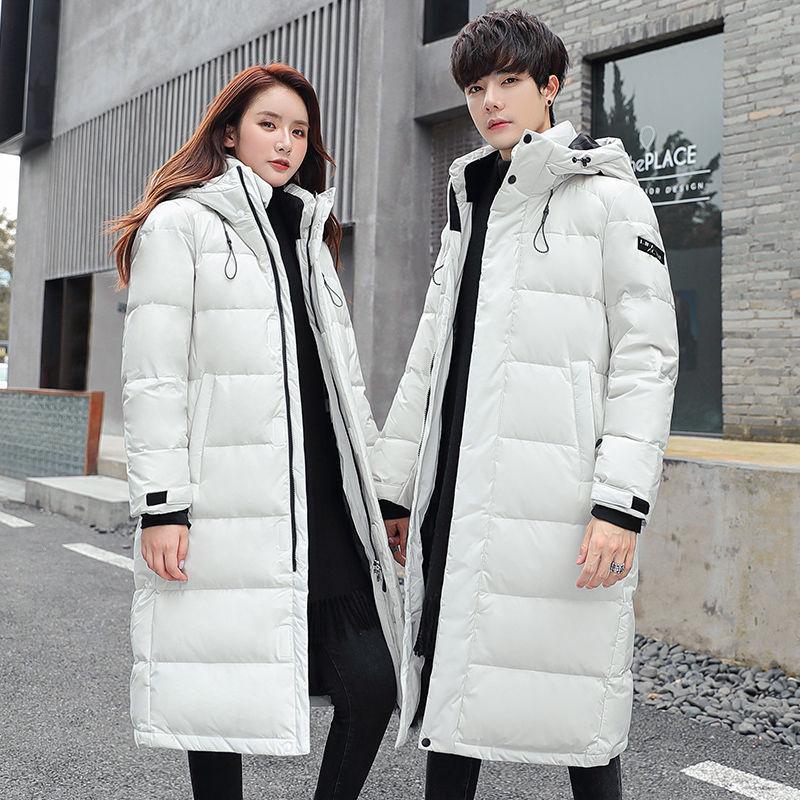 Winter Down Jacket Men's Mid-length Hooded Jacket Over-the-knee Korean Style Loose Thick Couple Winter Jacket Trend