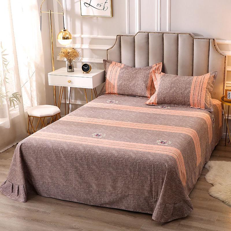 Three-piece Cotton Thermal Sheet Pillowcase Set for Double Student Dormitory Striped Plaid Bedding Set