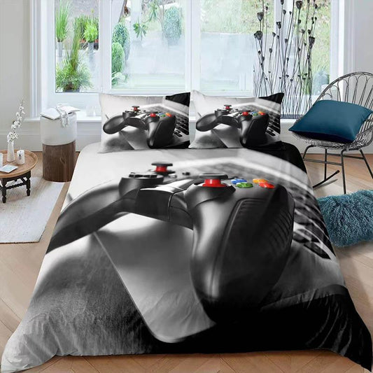 3D Game Handle Print Three-piece Bedding Is Set of Set of Sets of Sets of Beds Home Double Bedding