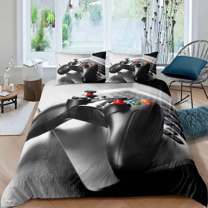 3D Game Handle Print Three-piece Bedding Is Set of Set of Sets of Sets of Beds Home Double Bedding