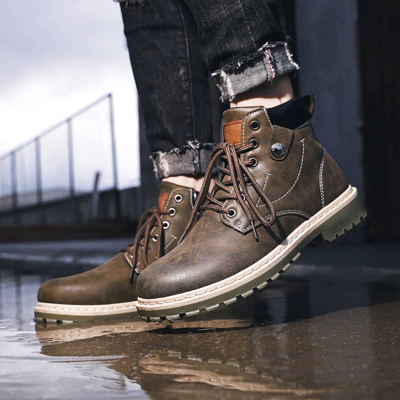 Fashion Autumn Winter High Help Martin Boots Men's Retro Casual Leather Men's Boots Tooling Boots