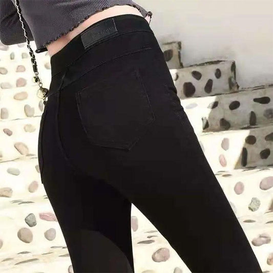 Women's Autumn Stretch Jeans High Waist Skinny Pants Slim Slim Outer Wear Pencil Pants Dark Blue Pants Black Pants Large Size Mom Pants Skinny Jeans