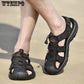 Casual Shoes Fashion Footwear Sandals Men Breathable Beach Real Leather Big Size