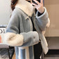 Autumn and Winter Thick All-match Sweater Mid-length Plus Size Pocket Women's Jacket Women