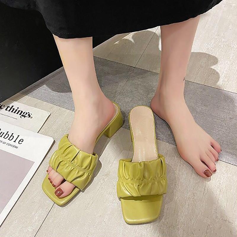 Sandals and Slippers Women's Summer Wear Fashion Semi-slippers Stiletto White High Heels Design Niche