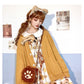 Core-spun Yarn V-neck Uniform with Sweater Coat Knitted Cardigan Loose Lantern Sleeve Women Autumn
