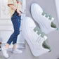 White Shoes Women's Sports and Leisure All-match Increase Velcro Women's Shoes Korean Students Thick-soled Shoes Women