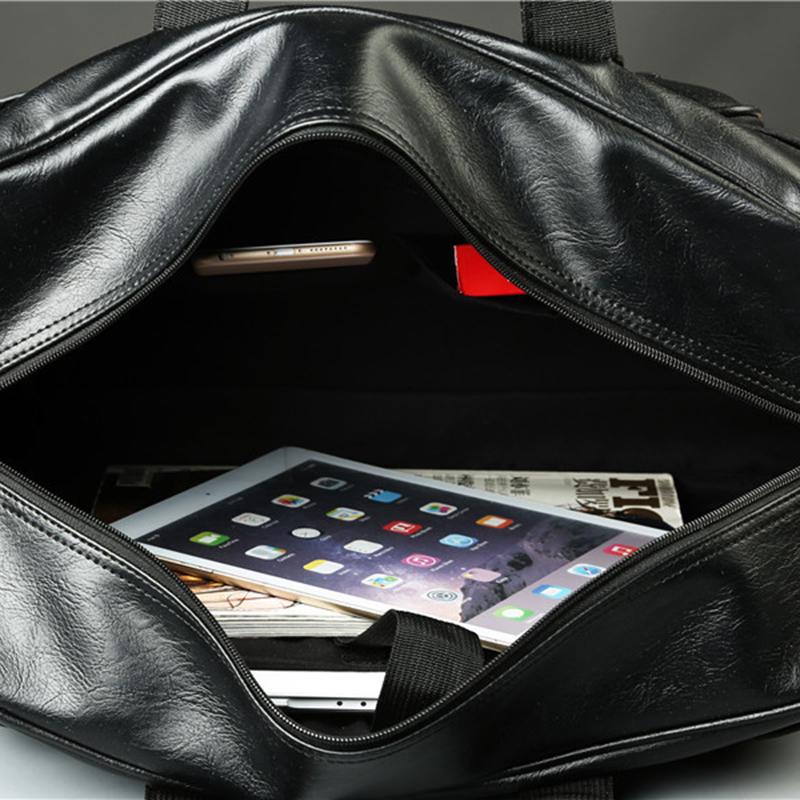 Short-distance Travel Bag Men Leather Black Waterproof Large-capacity Handbag Fitness Shoulder Bag