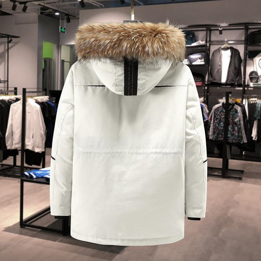 Down Coats fur Collar Hooded Windbreaker Parkas Winter Warm Jackets and Coats Multi Pockets Fashion Unisex Black White Parkas Coat Down Jacket