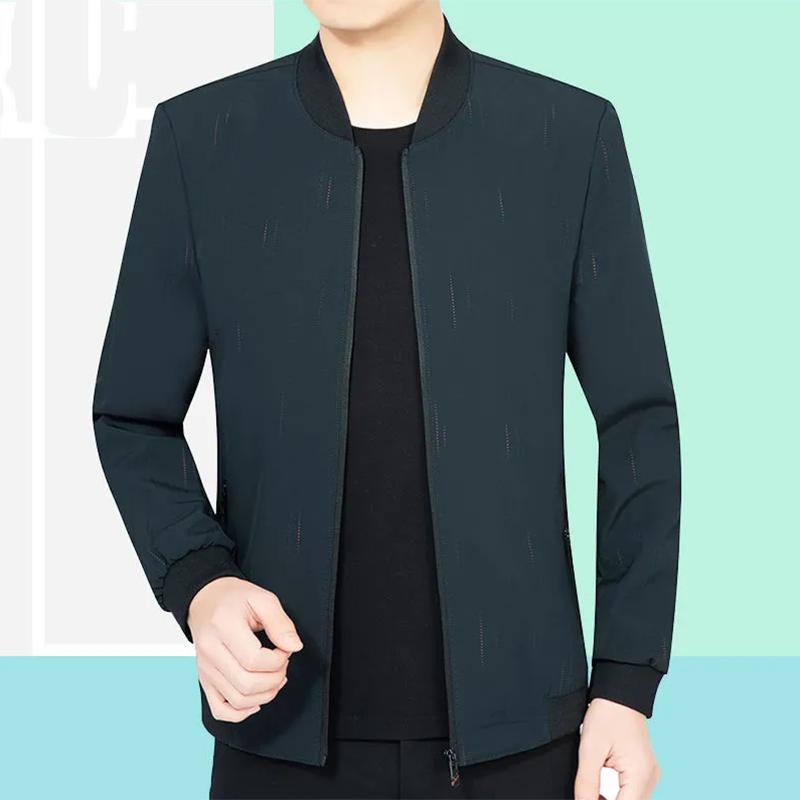 Men's Spring Autumn Jacket Solid Slim Fit Business Jackets Casual Thin Long Sleeves Gentleman High Quality Zipper Outfit Male Casual Outdoor Costume