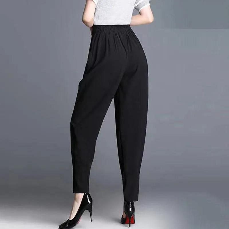 Ladies Black Wide Leg Pants Spring and Summer All-match Loose and Thin Large Size Fat Casual Pants