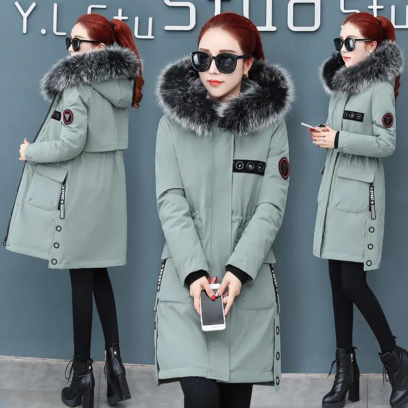 Winter Down Jacket with Hooded Faux Fur Collar Warm and Windproof Jacket Oversized Down Jacket with Cotton Padded Parka