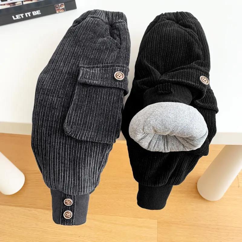 Winter Kid Thick Fleece Trousers Autumn 2-5Y Children Straight Warm Sports Pant Baby Girl Boy Elastic Waist Jogger Sweatpant for Boy