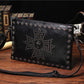 Fashion Business Briefcase Men Leather Black Rivet Zipper Stereotypes Handbag Computer Bag