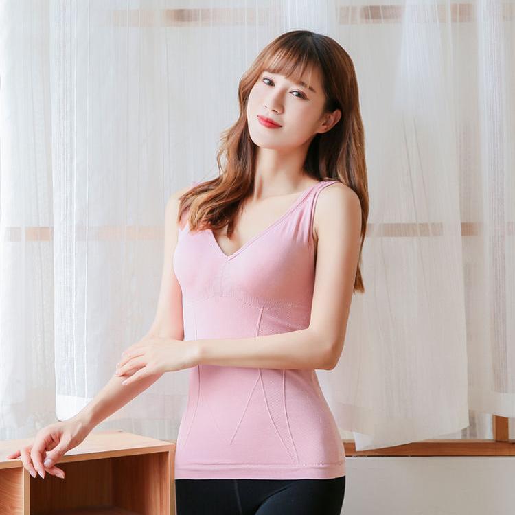Thermal Underwear Women Velvet Warm Body Tops Vest Sleeveless Slim Seamless V Neck Solid Color Tank Top Sexy Winter Thremo