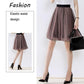 Women Skirts Female Large Size Casual A-line Pleated Skirt Summer Solid Color Loose Skirts All-match High Waist Mesh Skirt