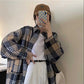 Layered Plaid Shirt Women's Spring and Autumn Retro Loose and Lazy Style Shirt Coat