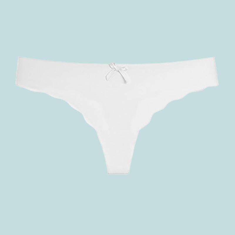 Ice Silk Seamless Thong Feminine Solid Color Low Waist Panties One Piece