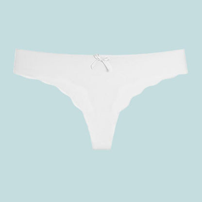 Ice Silk Seamless Thong Feminine Solid Color Low Waist Panties One Piece