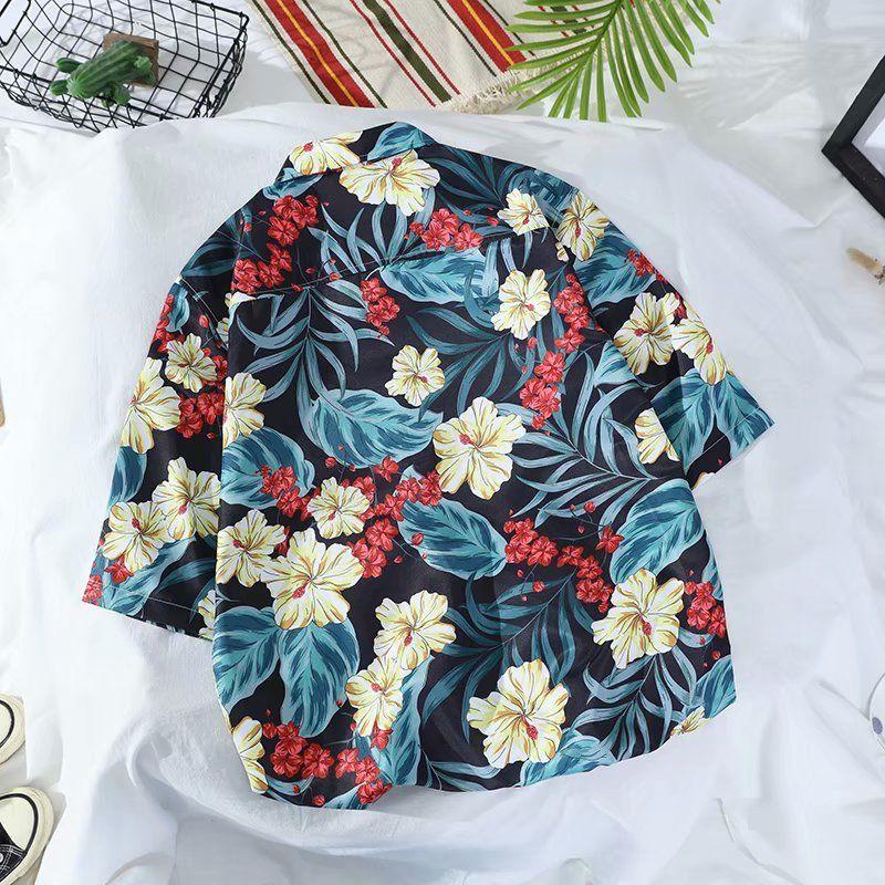 Summer Short Sleeve Shirt Men's Fashion Print Beach Short Sleeve Shirt Top