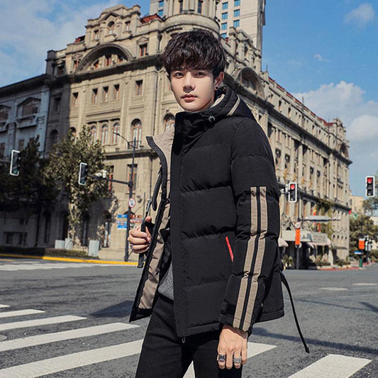 Men's Padded Jacket Winter Padded Jacket Korean Style Loose Plus Size Hooded Work Clothes Padded Jacket