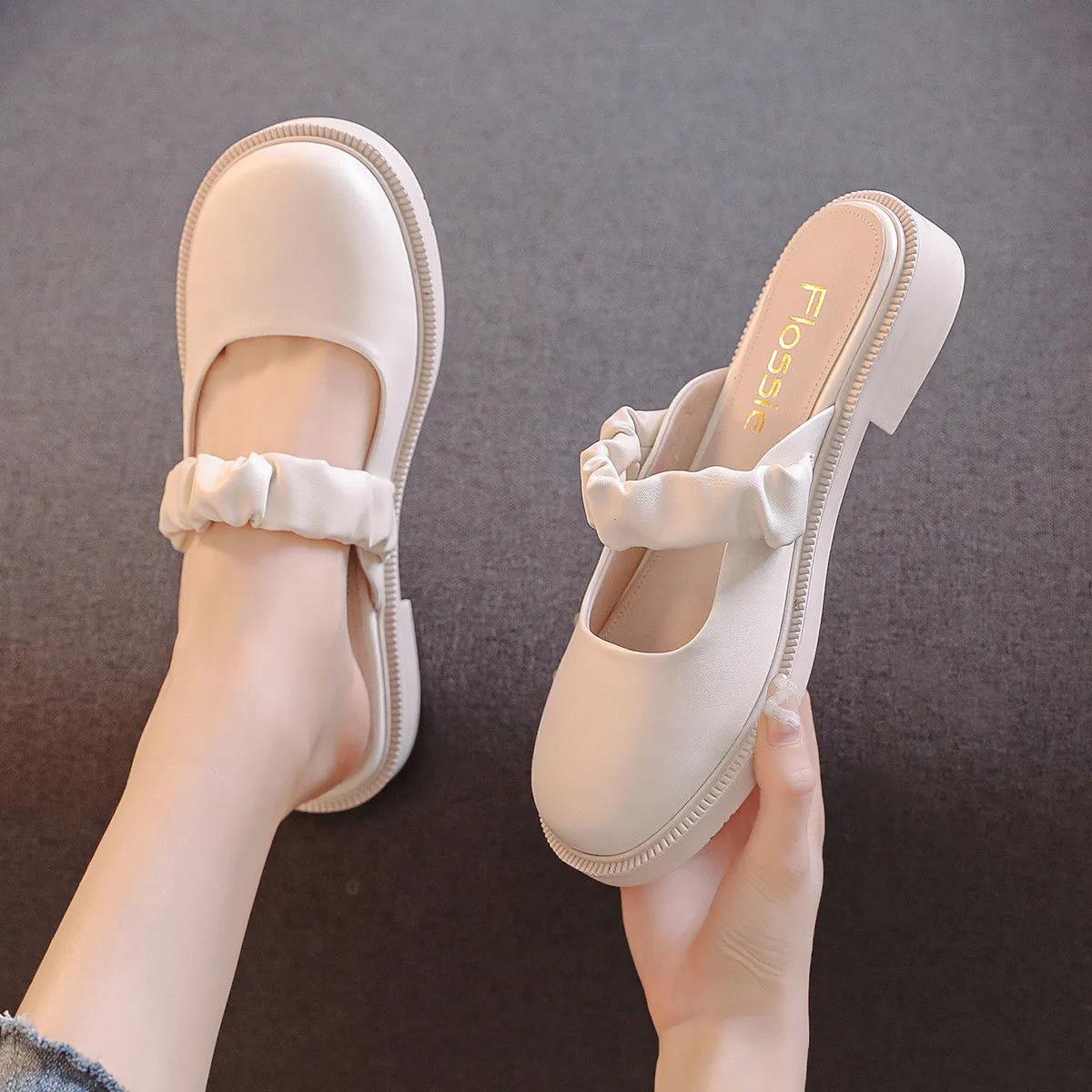Half Slippers Women's Outer Wear Summer Flat Sandals Muller Shoes Pumps Slippers