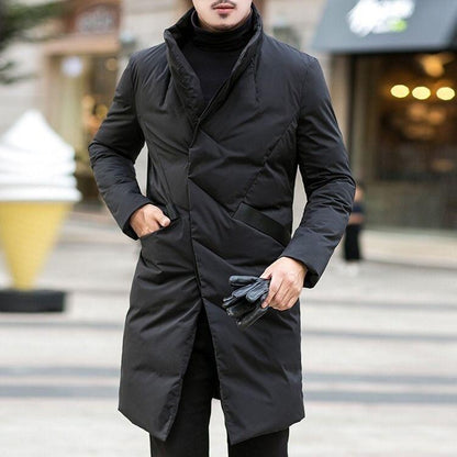 Winter Fashion Trend Suits Men's Cotton Coat Mid-length Stand-up Collar Warm Coat