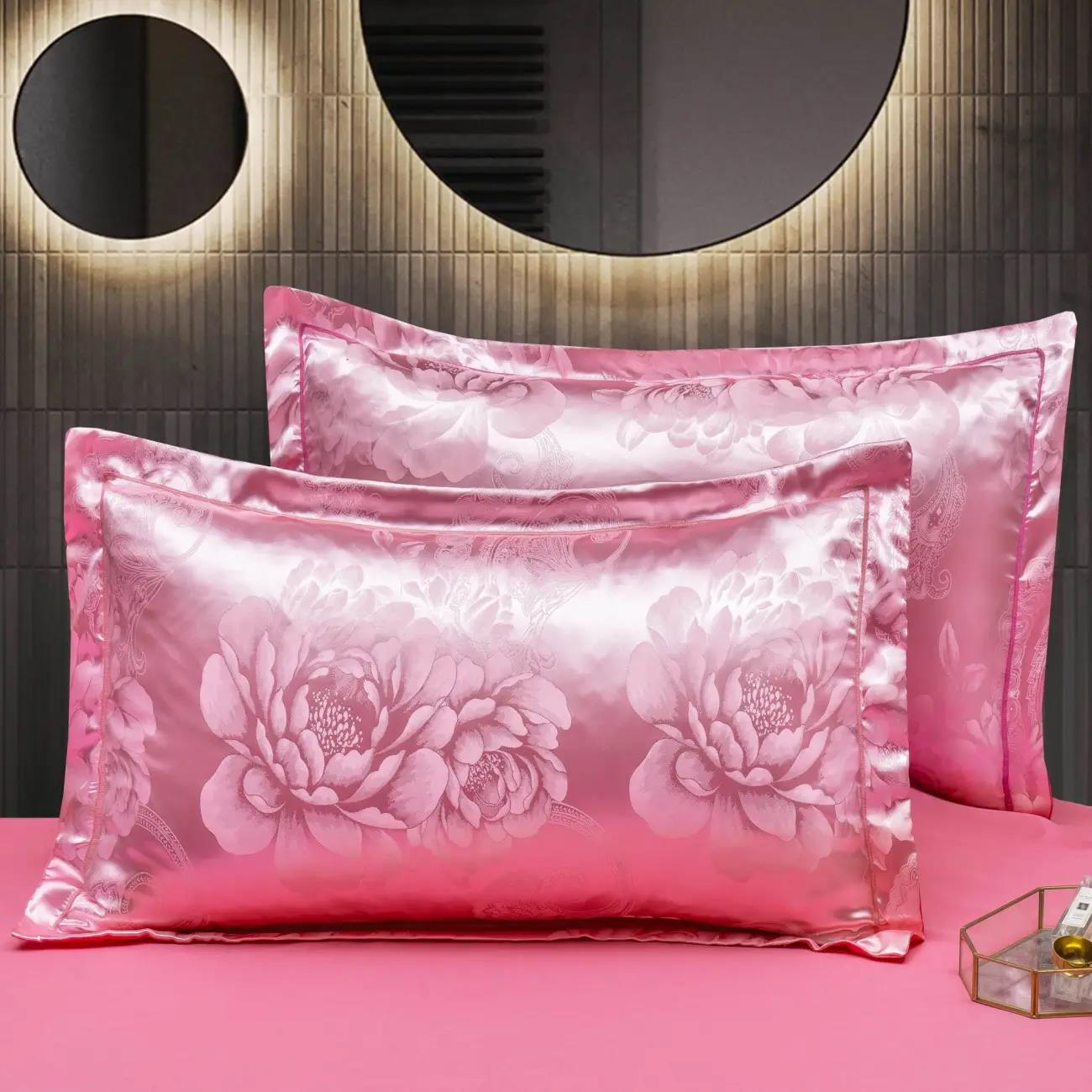 Pure Cotton Solid Color Jacquard Pillowcase Pair Pack Adult Bedroom Pillowcase 48x74cm