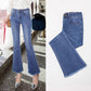 Women Fashion Wide Leg Flared Jeans Denim Comfortable Loose Jeans Zipper Pocket Trousers