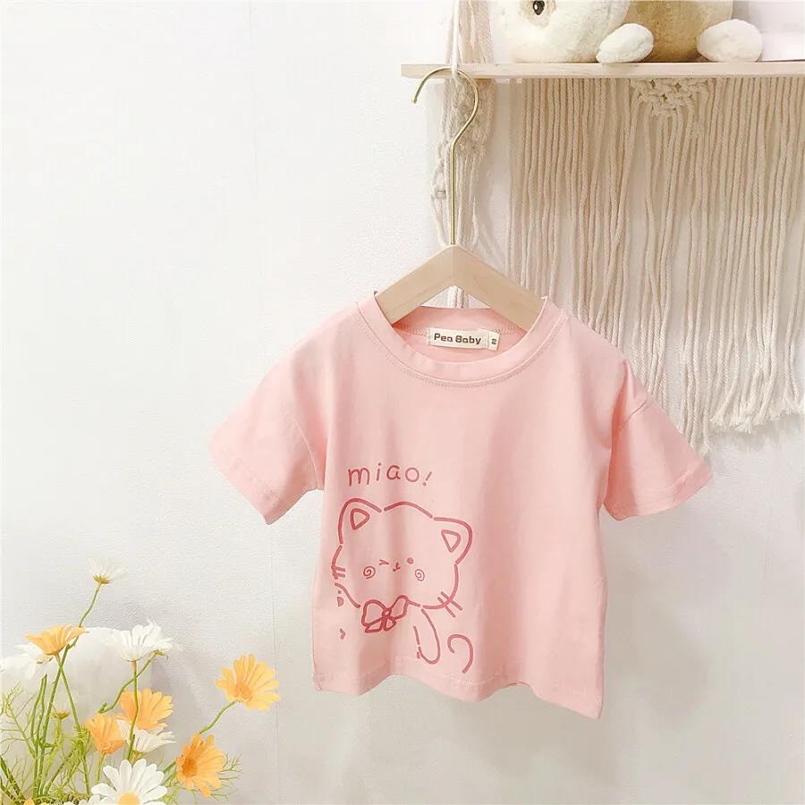 Kids Girl T Shirt Summer Baby Cotton Tops Toddler Tees Clothes Children Clothing Cartoon T-shirts Short Sleeve Casual Wear