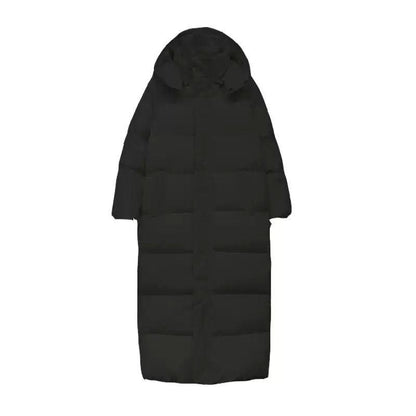 Winter Hooded Stand-collar Down Jacket Super Long Padded Jacket Women Knee-to-ankle Padded Jacket Plus Size Black Padded Padded Jacket