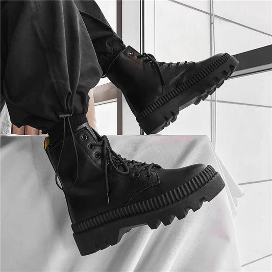 Autumn Men's Shoes Martin Boots Men's Leather Boots Trend Casual High-top Tooling Boots Cotton Shoes Winter Boots