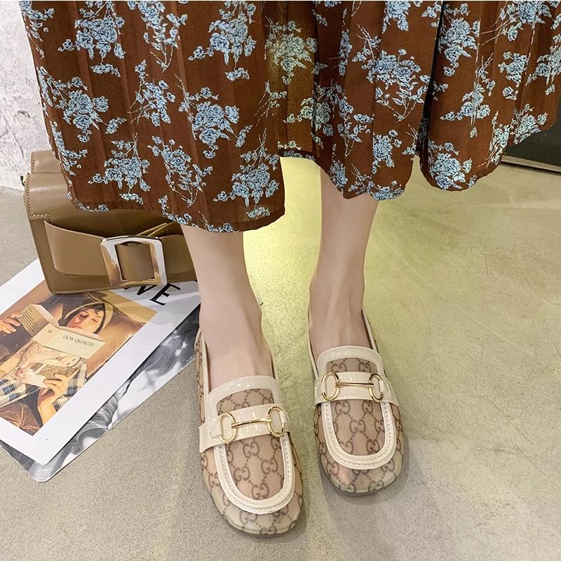 Women's Soft Sole Mesh Casual Shoes Single Shoes Breathable Mesh Shoes Summer Pedal Sandals Comfortable Boat Shoes Women's Shoes Home Mother Shoes