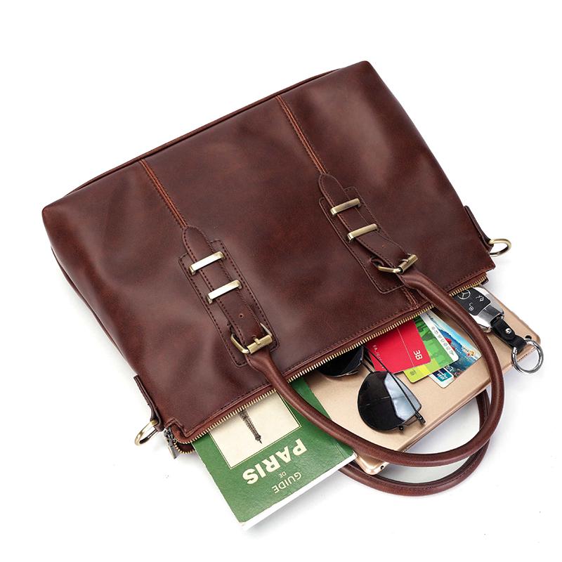 Business briefcase men brown large capacity retro anti-theft handbag shoulder bags computer bag