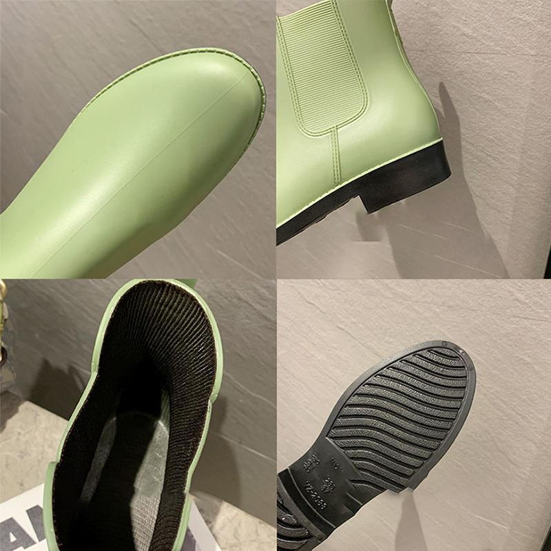 Rain Boots Women's Mid-tube Plus Velvet Non-slip Waterproof Shoes Short-tube Rain Boots Warm Rubber Shoes