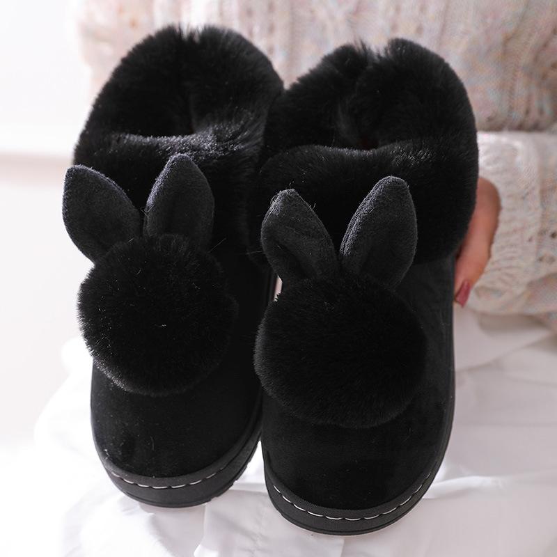 Autumn Winter Cotton Slippers Rabbit Ear Home Indoor Slippers Winter Warm Shoes Womens Cute Plus Plush Slippers 2021 New Fashion