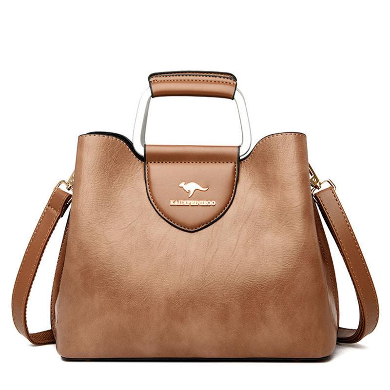Genuine Leather Bag Women's Fashion Middle-aged Handbag Soft Leather Mother Shoulder Bag Cowhide Messenger Bag