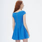Fashion Summer Solid Color Slim Square Neck Zipper Waist Was Thin Girl Dress Short Umbrella Skirt