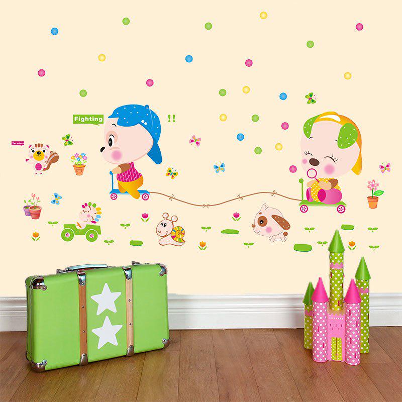 [sticker ]Diy Home Decor Cartoon New Animal Racing Wall Stickers For Nursery Sports Room Decals Pvc