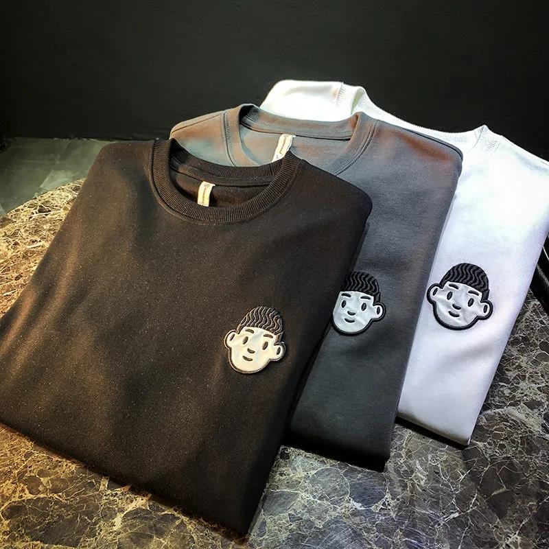 Sweatshirt Men's Autumn and Winter Plus Velvet Thick Printing Round Neck T-shirt Pullover Jacket