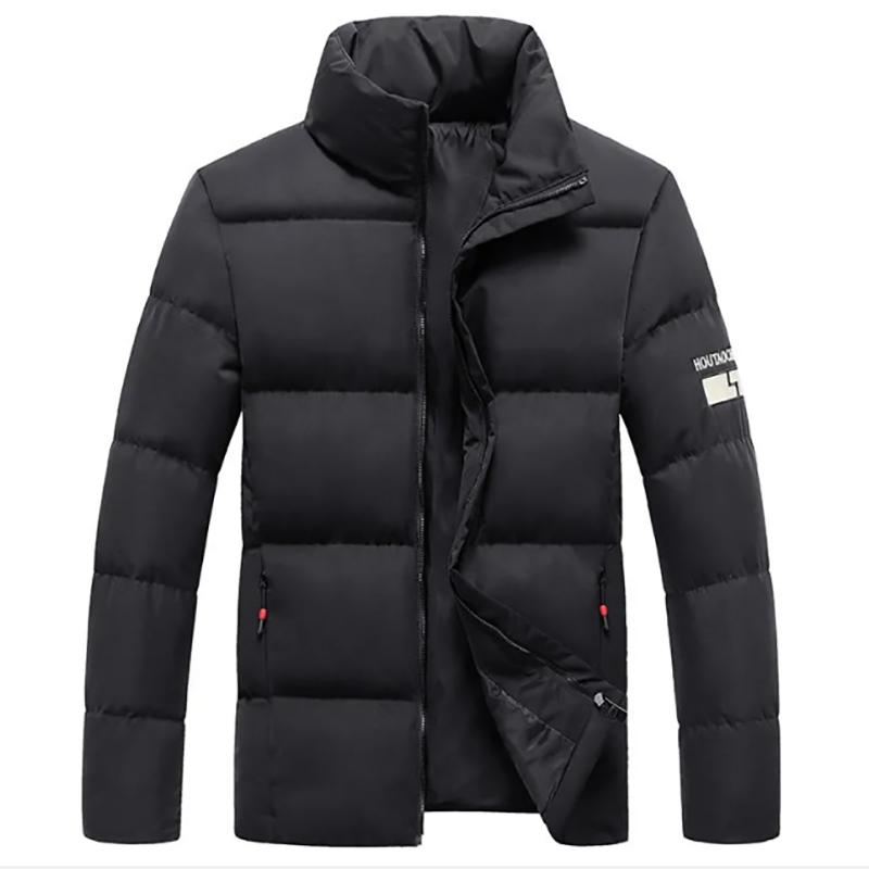 Padded Jacket Mens Thick Warm Jacket with Detachable Hood Youth Bread Clothes Stand-up Collar Jacket Men Winter