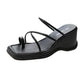 Roman Sandals Slippers Women's Outer Wear Summer Slope   Fashion Black Flip-flops High Heels Summer