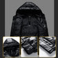 Winter Warm Hooded Jacket Men Plus Velvet Thick Short Shiny Down Jacket