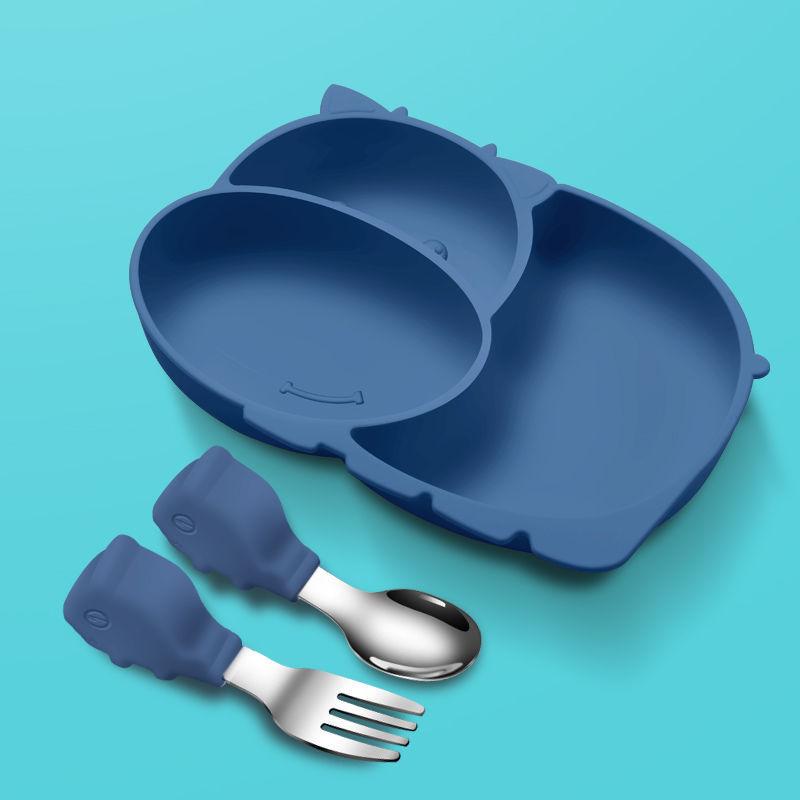 Baby Plate Baby Food Supplement Tools Full Set of Children's Plates Divided Dining Tableware Set All Silicone with Suction Cup