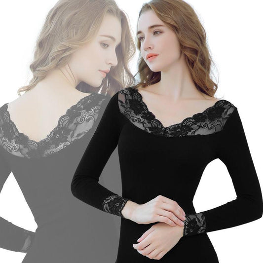 Qiuyi Long Trousers Women Thin Suit Self-heating Thermostatic Lace Sexy Body Thermal Underwear