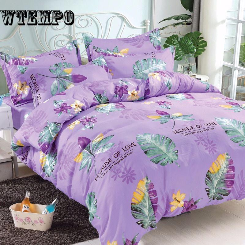 WTEMPO Microfiber Duvet Cover Set Texture Bedding Set Bedroom Bed Linen Set Pillowcase Bedclothes