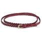 Women's Double Circle Woven Thin Belt Casual Korean Decorative Sweater Dress Belt Knotted and Lengthened Maroon Belt
