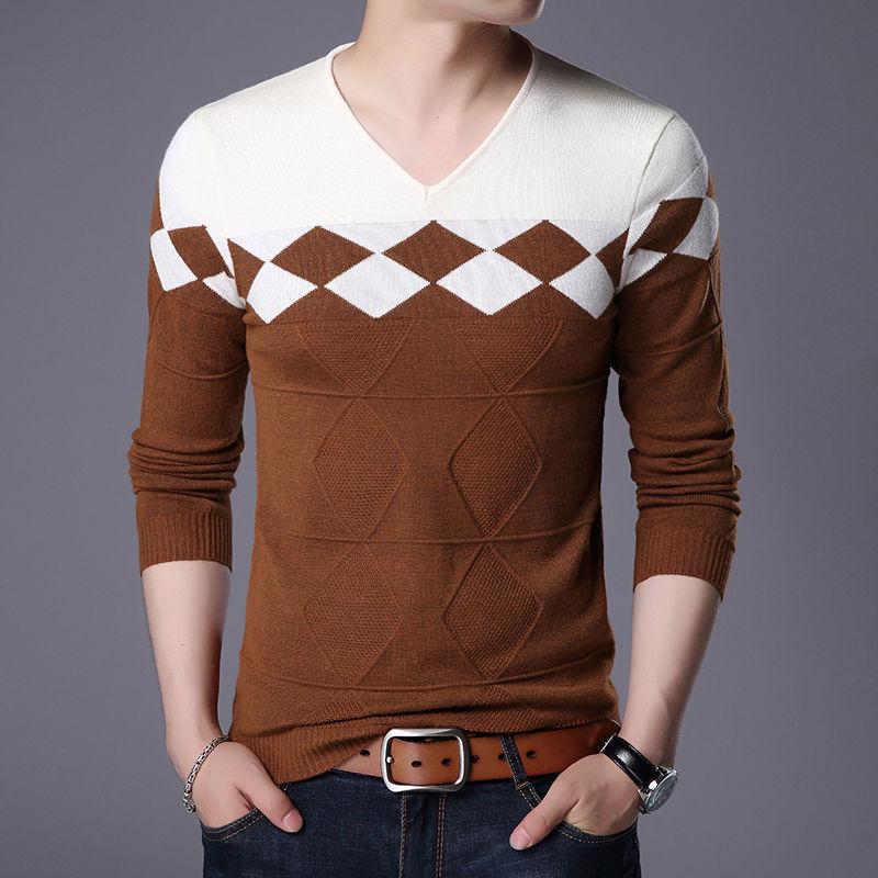Sweater Men Casual Pullover Men Autumn Slim Fit Long Sleeve Shirt Men Sweaters Knitted Cashmere Wool